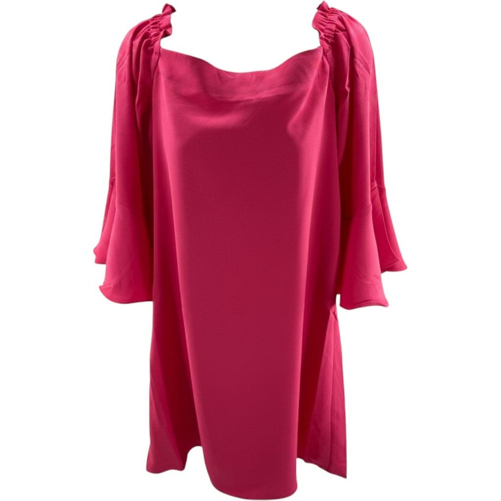 Trina Turk Hot Pink Bell Sleeve Square Neck Shift Dress Womens Med MSRP 248 NEW